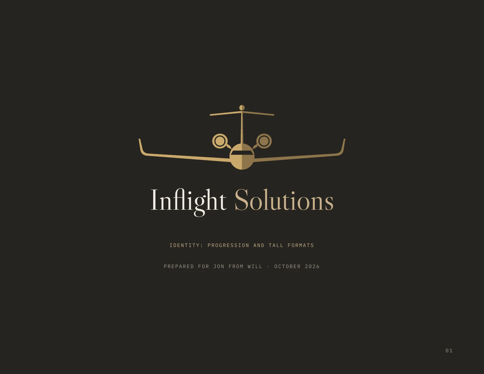 Page 1. Cover: Inflight Solutions, identity progression and tall formats