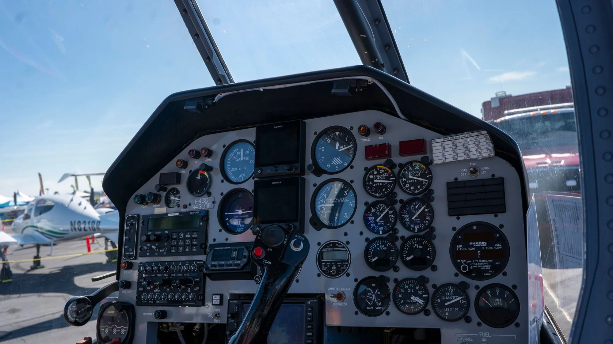 The instrument panel of a training aircraft